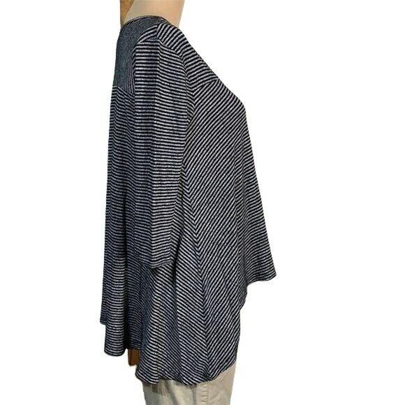 Postmark Womens Shirt Top High Low Lightweight Striped Pullover Black Gray XS - Picture 4 of 6